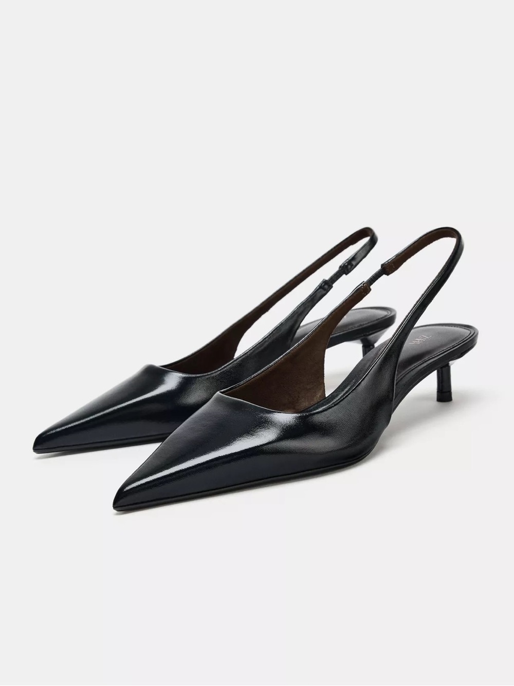 Zara Leather Slingback Kitten Heels - Picture 2 of 6